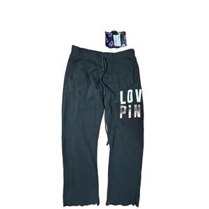 Love Pink Pants‎ Womens XS Black Logo Spell Out Joggers Sweats Ladies